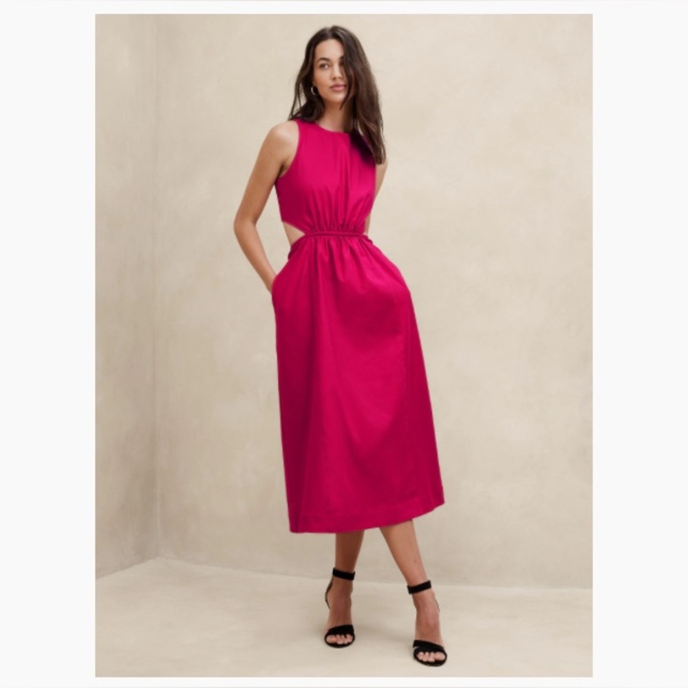 Banana Republic Linen Blend Cut-Out Midi Dress
